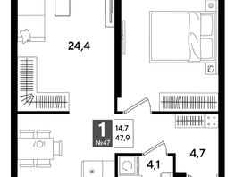 Продается 1-комнатная квартира ЖК ДОГМА ПАРК, литера 16, 47.9  м&sup2;, 8804020 рублей