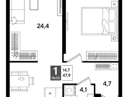 Продается 1-комнатная квартира ЖК ДОГМА ПАРК, литера 16, 47.9  м&sup2;, 8818390 рублей
