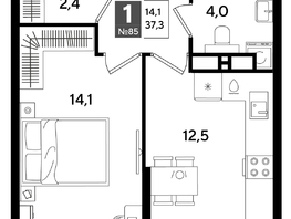 Продается 1-комнатная квартира ЖК ДОГМА ПАРК, литера 16, 37.3  м&sup2;, 7646500 рублей