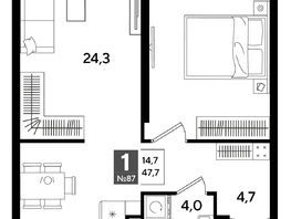 Продается 1-комнатная квартира ЖК ДОГМА ПАРК, литера 16, 47.7  м&sup2;, 8819730 рублей