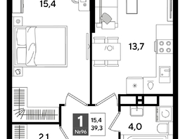 Продается 1-комнатная квартира ЖК ДОГМА ПАРК, литера 16, 39.3  м&sup2;, 7533810 рублей