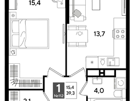 Продается 1-комнатная квартира ЖК ДОГМА ПАРК, литера 16, 39.3  м&sup2;, 7620270 рублей