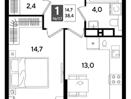 Продается 1-комнатная квартира ЖК ДОГМА ПАРК, литера 16, 38.4  м&sup2;, 7975680 рублей