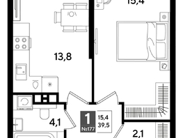 Продается 1-комнатная квартира ЖК ДОГМА ПАРК, литера 16, 39.5  м&sup2;, 7607700 рублей