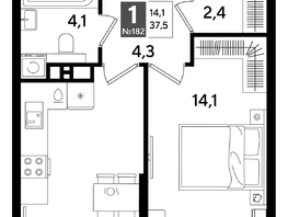 Продается 1-комнатная квартира ЖК ДОГМА ПАРК, литера 16, 37.5  м&sup2;, 7526250 рублей