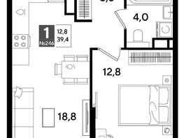 Продается 1-комнатная квартира ЖК ДОГМА ПАРК, литера 16, 39.4  м&sup2;, 8021840 рублей