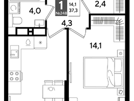 Продается 1-комнатная квартира ЖК ДОГМА ПАРК, литера 16, 37.3  м&sup2;, 7523410 рублей