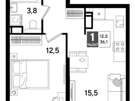 Продается 1-комнатная квартира ЖК ДОГМА ПАРК, литера 16, 36.1  м&sup2;, 7783160 рублей