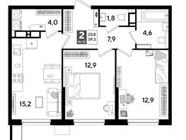 Продается 2-комнатная квартира ЖК ДОГМА ПАРК, лит 17, 59.3  м&sup2;, 10306340 рублей