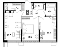 Продается 2-комнатная квартира ЖК ДОГМА ПАРК, лит 17, 61  м&sup2;, 10742100 рублей