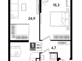 Продается 1-комнатная квартира ЖК ДОГМА ПАРК, литера 19, 48.9  м&sup2;, 8934030 рублей