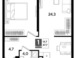 Продается 1-комнатная квартира ЖК ДОГМА ПАРК, литера 19, 47.7  м&sup2;, 8657550 рублей