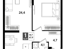 Продается 1-комнатная квартира ЖК ДОГМА ПАРК, лит 20, 47.9  м&sup2;, 8626790 рублей