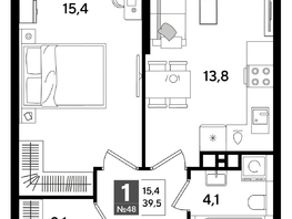 Продается 1-комнатная квартира ЖК ДОГМА ПАРК, лит 20, 39.5  м&sup2;, 7485250 рублей