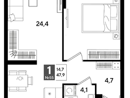 Продается 1-комнатная квартира ЖК ДОГМА ПАРК, лит 20, 47.9  м&sup2;, 8669900 рублей