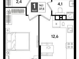 Продается 1-комнатная квартира ЖК ДОГМА ПАРК, лит 20, 37.5  м&sup2;, 7458750 рублей