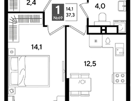 Продается 1-комнатная квартира ЖК ДОГМА ПАРК, лит 20, 37.3  м&sup2;, 7422700 рублей