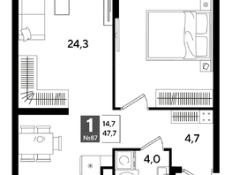 Продается 1-комнатная квартира ЖК ДОГМА ПАРК, лит 20, 47.7  м&sup2;, 8652780 рублей