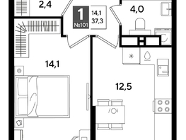 Продается 1-комнатная квартира ЖК ДОГМА ПАРК, лит 20, 37.3  м&sup2;, 7452540 рублей