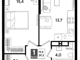 Продается 1-комнатная квартира ЖК ДОГМА ПАРК, лит 20, 39.3  м&sup2;, 7498440 рублей