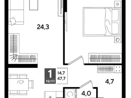 Продается 1-комнатная квартира ЖК ДОГМА ПАРК, лит 20, 47.7  м&sup2;, 8695710 рублей