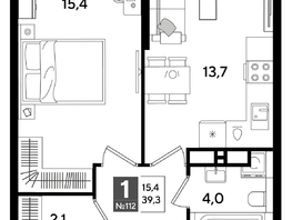Продается 1-комнатная квартира ЖК ДОГМА ПАРК, лит 20, 39.3  м&sup2;, 7502370 рублей