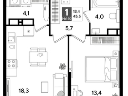 Продается 1-комнатная квартира ЖК ДОГМА ПАРК, лит 20, 45.5  м&sup2;, 8676850 рублей