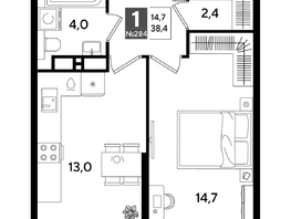 Продается 1-комнатная квартира ЖК ДОГМА ПАРК, лит 20, 38.4  м&sup2;, 7772160 рублей