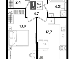 Продается 1-комнатная квартира ЖК ДОГМА ПАРК, литера 18, 37.9  м&sup2;, 7633060 рублей