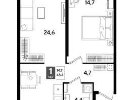 Продается 1-комнатная квартира ЖК ДОГМА ПАРК, литера 18, 48.4  м&sup2;, 8673280 рублей