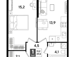 Продается 1-комнатная квартира ЖК ДОГМА ПАРК, литера 18, 39.8  м&sup2;, 7637620 рублей