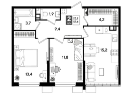 Продается 2-комнатная квартира ЖК ДОГМА ПАРК, литера 18, 59.6  м&sup2;, 10316760 рублей