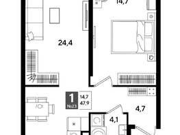 Продается 1-комнатная квартира ЖК ДОГМА ПАРК, литера 18, 47.9  м&sup2;, 8602840 рублей