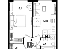 Продается 1-комнатная квартира ЖК ДОГМА ПАРК, литера 18, 39.5  м&sup2;, 7611650 рублей