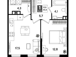 Продается 1-комнатная квартира ЖК ДОГМА ПАРК, литера 18, 44.4  м&sup2;, 8396040 рублей