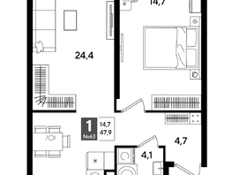 Продается 1-комнатная квартира ЖК ДОГМА ПАРК, литера 18, 47.9  м&sup2;, 8650740 рублей