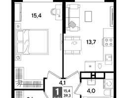 Продается 1-комнатная квартира ЖК ДОГМА ПАРК, литера 18, 39.3  м&sup2;, 7604550 рублей