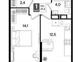 Продается 1-комнатная квартира ЖК ДОГМА ПАРК, литера 18, 37.3  м&sup2;, 7583090 рублей
