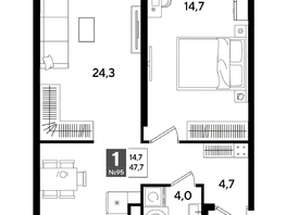 Продается 1-комнатная квартира ЖК ДОГМА ПАРК, литера 18, 47.7  м&sup2;, 8648010 рублей
