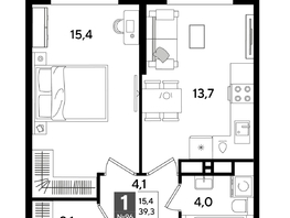 Продается 1-комнатная квартира ЖК ДОГМА ПАРК, литера 18, 39.3  м&sup2;, 7612410 рублей