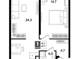 Продается 1-комнатная квартира ЖК ДОГМА ПАРК, литера 18, 47.7  м&sup2;, 8657550 рублей