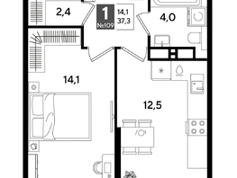 Продается 1-комнатная квартира ЖК ДОГМА ПАРК, литера 18, 37.3  м&sup2;, 7683800 рублей