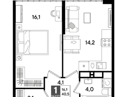 Продается 1-комнатная квартира ЖК ДОГМА ПАРК, литера 18, 40.5  м&sup2;, 7942050 рублей