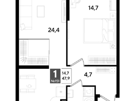 Продается 1-комнатная квартира ЖК ДОГМА ПАРК, литера 18, 47.9  м&sup2;, 8612420 рублей