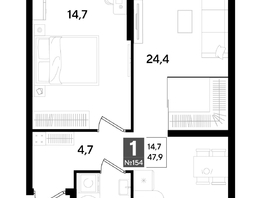 Продается 1-комнатная квартира ЖК ДОГМА ПАРК, литера 18, 47.9  м&sup2;, 8617210 рублей