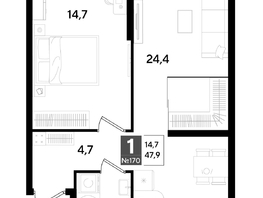 Продается 1-комнатная квартира ЖК ДОГМА ПАРК, литера 18, 47.9  м&sup2;, 8641160 рублей