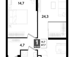 Продается 1-комнатная квартира ЖК ДОГМА ПАРК, литера 18, 47.7  м&sup2;, 8619390 рублей