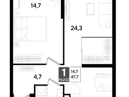 Продается 1-комнатная квартира ЖК ДОГМА ПАРК, литера 18, 47.7  м&sup2;, 8643240 рублей