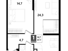 Продается 1-комнатная квартира ЖК ДОГМА ПАРК, литера 18, 47.7  м&sup2;, 8748180 рублей
