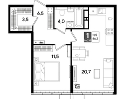 Продается 1-комнатная квартира ЖК ДОГМА ПАРК, литера 18, 46.2  м&sup2;, 8805720 рублей